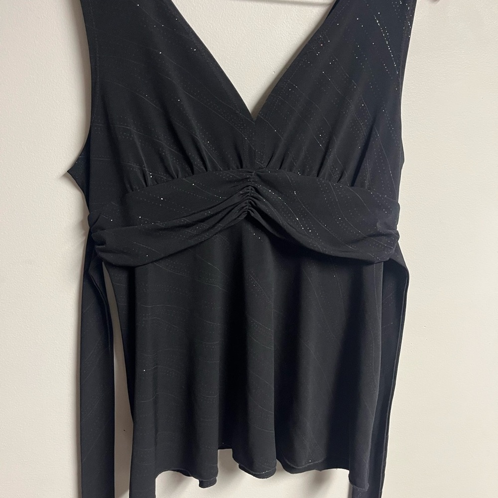Suzy Shier Black Glitter V-Neck Sleeveless Top - No Size